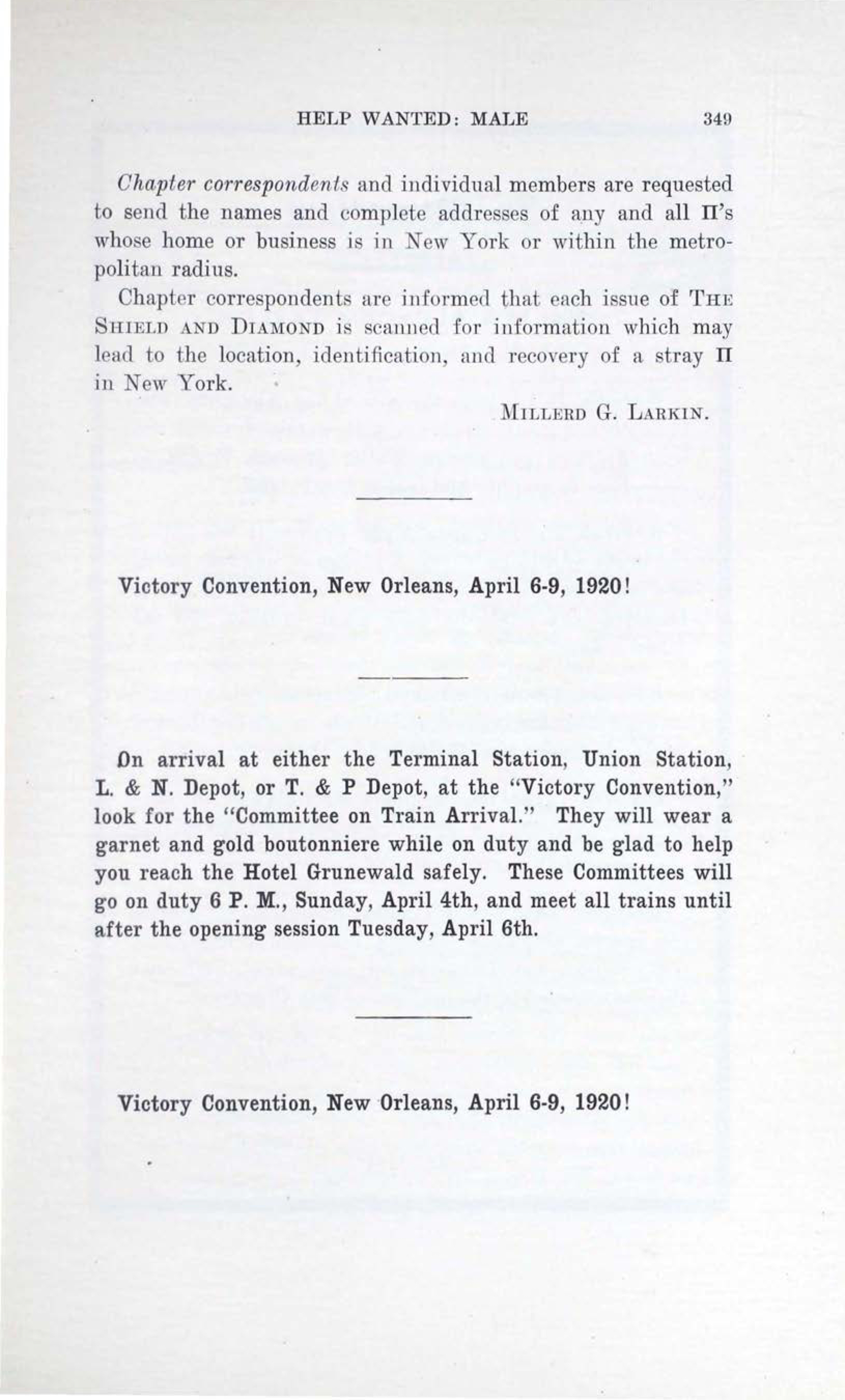 Victory Convention, New Orleans 11, February 1920